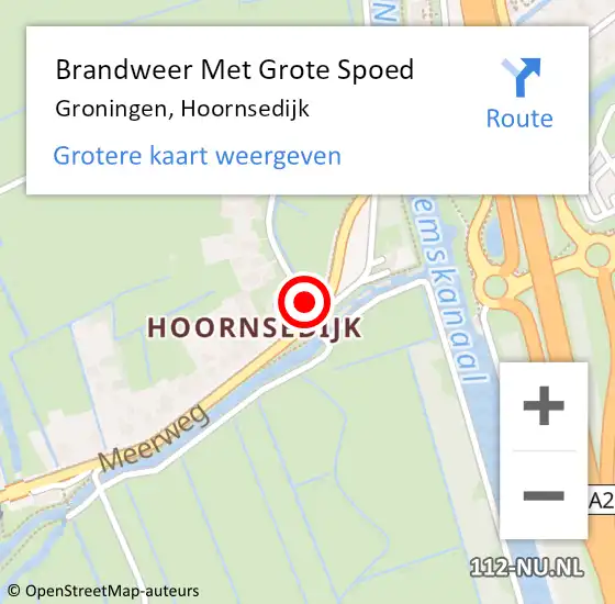 Locatie op kaart van de 112 melding: Brandweer Met Grote Spoed Naar Groningen, Hoornsedijk op 22 juni 2020 13:34