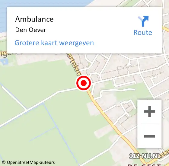 Locatie op kaart van de 112 melding: Ambulance Den Oever op 22 juni 2020 13:51