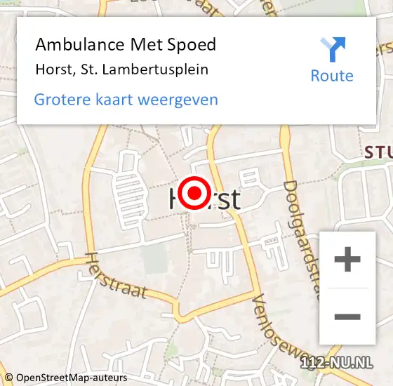 Locatie op kaart van de 112 melding: Ambulance Met Spoed Naar Horst, St. Lambertusplein op 10 mei 2014 10:19