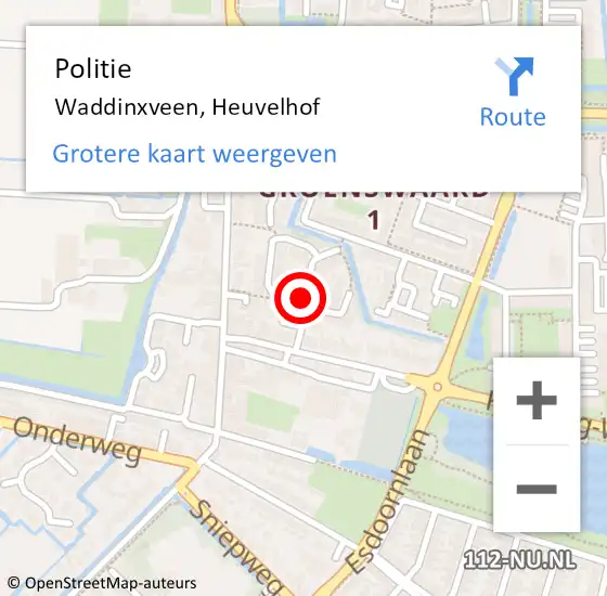 Locatie op kaart van de 112 melding: Politie Waddinxveen, Heuvelhof op 22 juni 2020 14:22