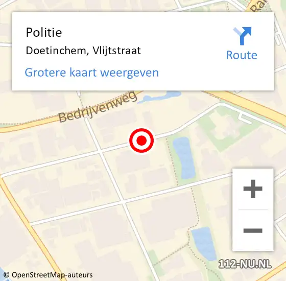 Locatie op kaart van de 112 melding: Politie Doetinchem, Vlijtstraat op 22 juni 2020 14:53