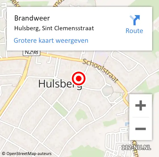 Locatie op kaart van de 112 melding: Brandweer Hulsberg, Sint Clemensstraat op 10 mei 2014 10:24