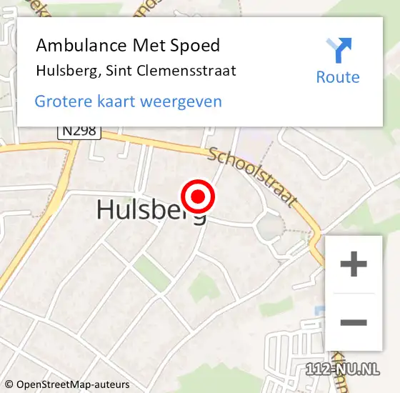 Locatie op kaart van de 112 melding: Ambulance Met Spoed Naar Hulsberg, Sint Clemensstraat op 10 mei 2014 10:25