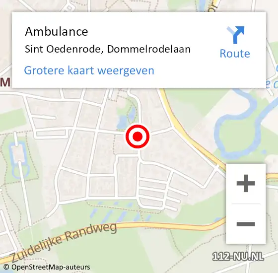 Locatie op kaart van de 112 melding: Ambulance Sint Oedenrode, Dommelrodelaan op 22 juni 2020 15:41