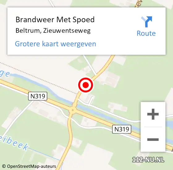 Locatie op kaart van de 112 melding: Brandweer Met Spoed Naar Beltrum, Zieuwentseweg op 10 mei 2014 10:27