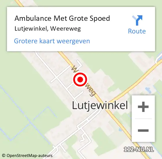 Locatie op kaart van de 112 melding: Ambulance Met Grote Spoed Naar Lutjewinkel, Weereweg op 10 mei 2014 10:28