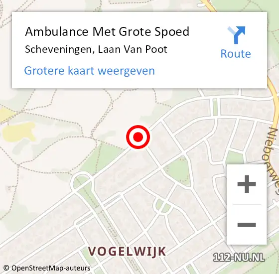 Locatie op kaart van de 112 melding: Ambulance Met Grote Spoed Naar Scheveningen, Laan Van Poot op 22 juni 2020 16:32