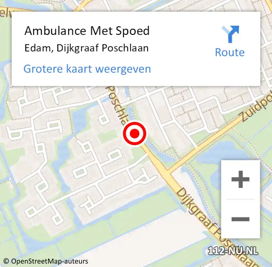 Locatie op kaart van de 112 melding: Ambulance Met Spoed Naar Edam, Dijkgraaf Poschlaan op 22 juni 2020 17:30