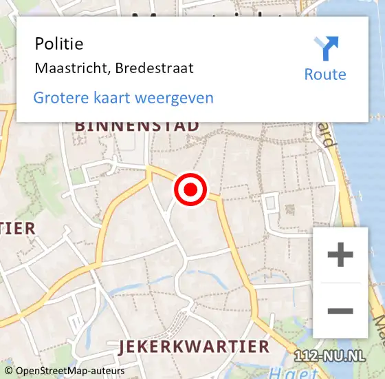 Locatie op kaart van de 112 melding: Politie Maastricht, Bredestraat op 22 juni 2020 17:54