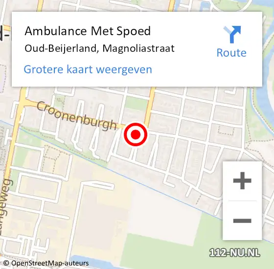 Locatie op kaart van de 112 melding: Ambulance Met Spoed Naar Oud-Beijerland, Magnoliastraat op 22 juni 2020 18:17