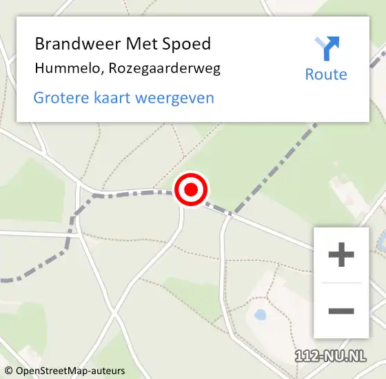 Locatie op kaart van de 112 melding: Brandweer Met Spoed Naar Hummelo, Rozegaarderweg op 10 mei 2014 10:44