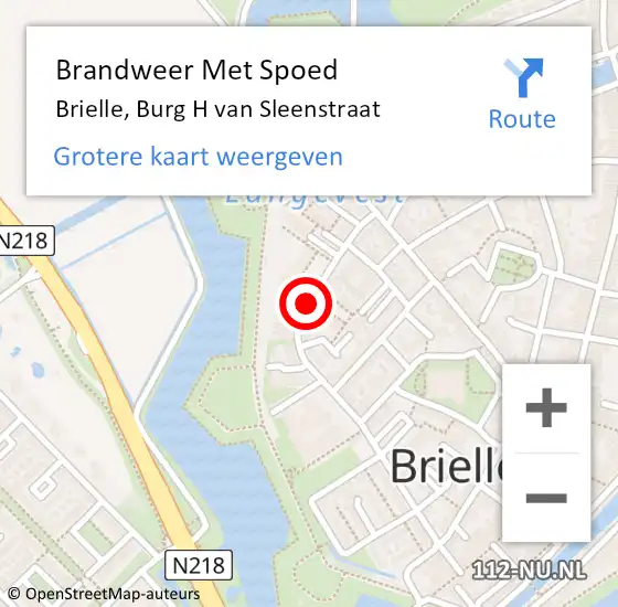 Locatie op kaart van de 112 melding: Brandweer Met Spoed Naar Brielle, Burg H van Sleenstraat op 22 juni 2020 18:57