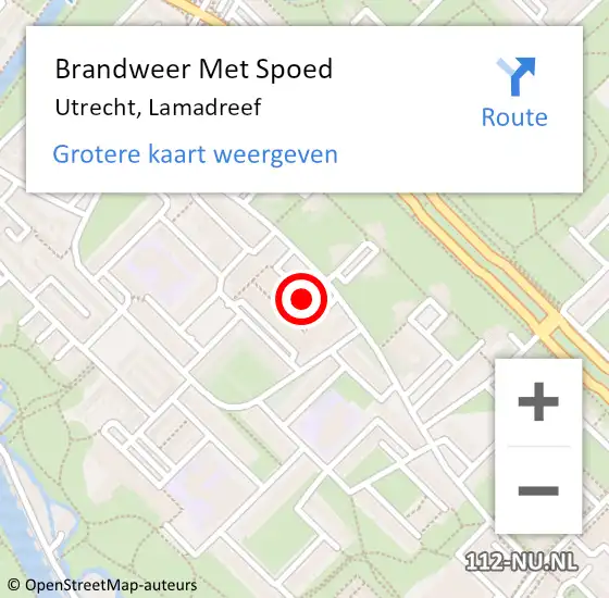 Locatie op kaart van de 112 melding: Brandweer Met Spoed Naar Utrecht, Lamadreef op 22 juni 2020 19:22