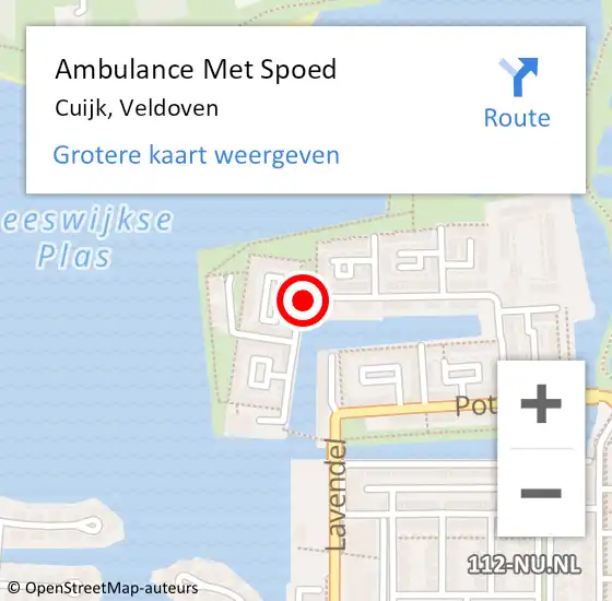 Locatie op kaart van de 112 melding: Ambulance Met Spoed Naar Cuijk, Veldoven op 22 juni 2020 22:09