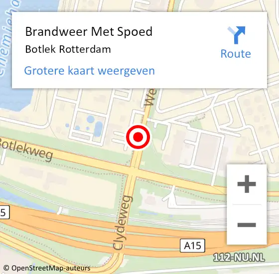 Locatie op kaart van de 112 melding: Brandweer Met Spoed Naar Botlek Rotterdam op 22 juni 2020 22:33