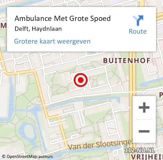 Locatie op kaart van de 112 melding: Ambulance Met Grote Spoed Naar Delft, Haydnlaan op 22 juni 2020 23:05
