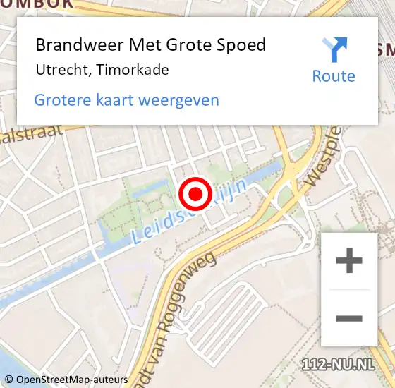 Locatie op kaart van de 112 melding: Brandweer Met Grote Spoed Naar Utrecht, Timorkade op 23 juni 2020 01:12