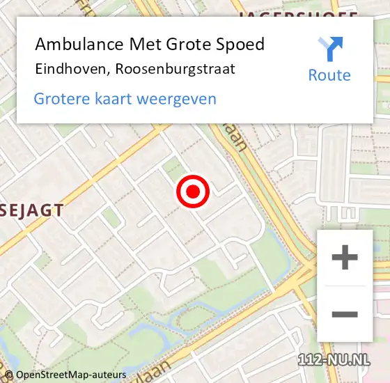 Locatie op kaart van de 112 melding: Ambulance Met Grote Spoed Naar Eindhoven, Roosenburgstraat op 23 juni 2020 01:44