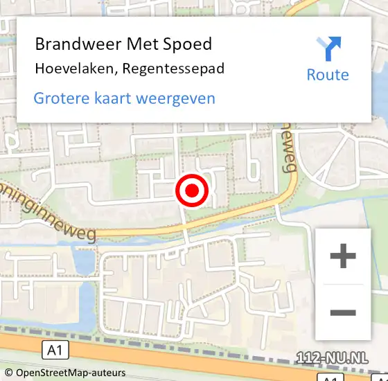 Locatie op kaart van de 112 melding: Brandweer Met Spoed Naar Hoevelaken, Regentessepad op 23 juni 2020 03:51