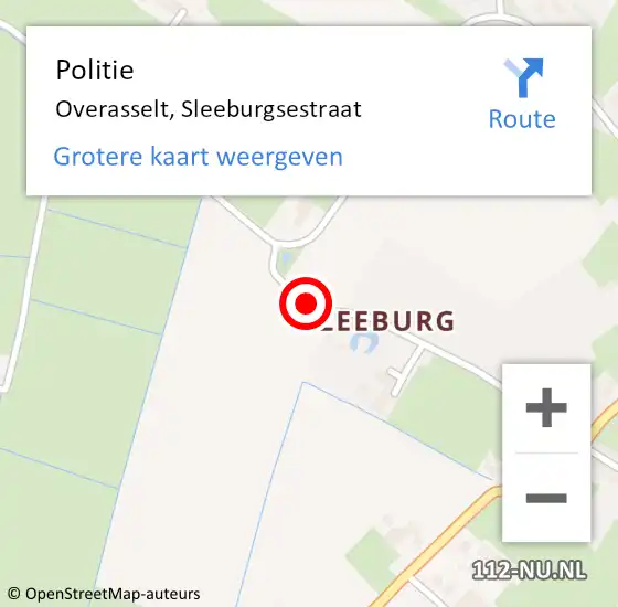 Locatie op kaart van de 112 melding: Politie Overasselt, Sleeburgsestraat op 10 mei 2014 11:19