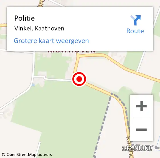 Locatie op kaart van de 112 melding: Politie Vinkel, Kaathoven op 23 juni 2020 07:26