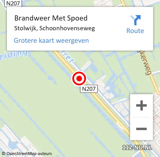 Locatie op kaart van de 112 melding: Brandweer Met Spoed Naar Stolwijk, N207 op 23 juni 2020 07:46