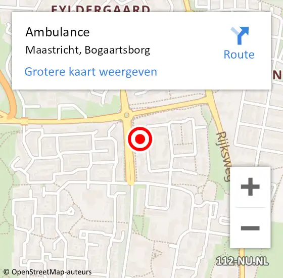 Locatie op kaart van de 112 melding: Ambulance Maastricht, Bogaartsborg op 10 mei 2014 11:35