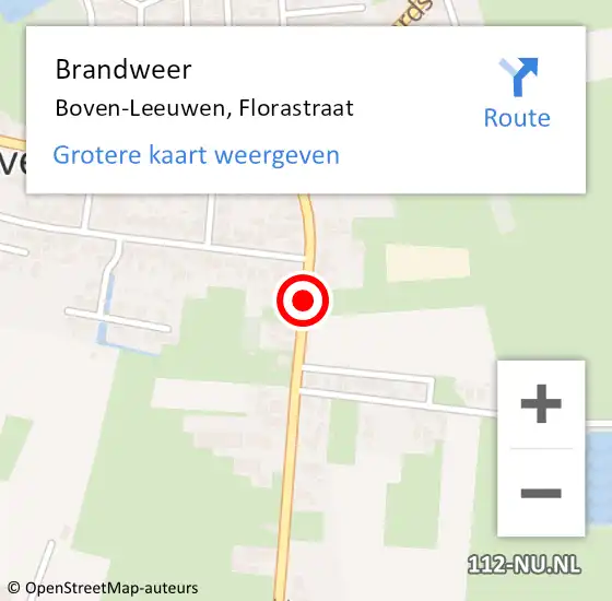 Locatie op kaart van de 112 melding: Brandweer Boven-Leeuwen, Florastraat op 23 juni 2020 08:57