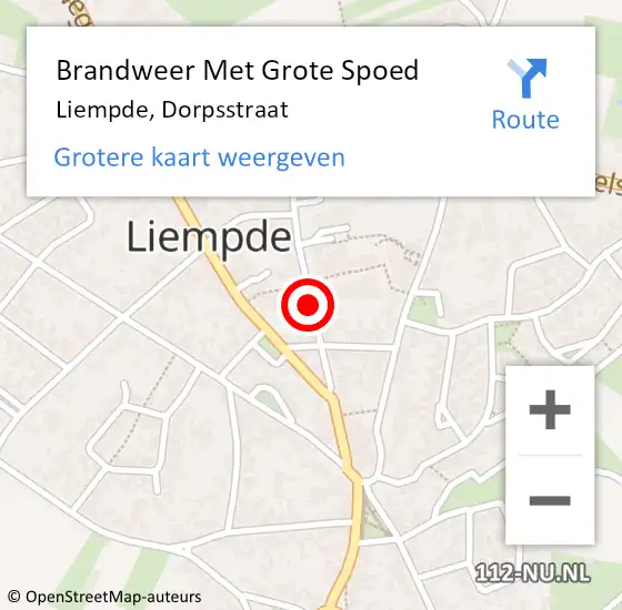 Locatie op kaart van de 112 melding: Brandweer Met Grote Spoed Naar Liempde, Dorpsstraat op 23 juni 2020 09:39