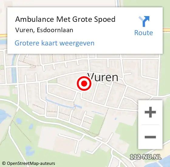 Locatie op kaart van de 112 melding: Ambulance Met Grote Spoed Naar Vuren, Esdoornlaan op 23 juni 2020 10:30