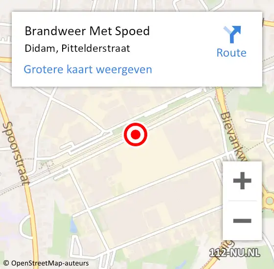 Locatie op kaart van de 112 melding: Brandweer Met Spoed Naar Didam, Pittelderstraat op 23 juni 2020 10:31