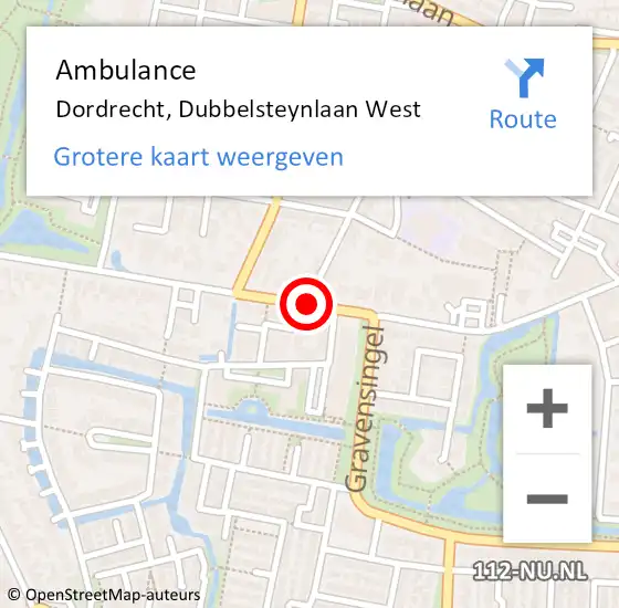 Locatie op kaart van de 112 melding: Ambulance Dordrecht, Dubbelsteynlaan West op 23 juni 2020 10:36