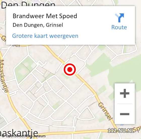 Locatie op kaart van de 112 melding: Brandweer Met Spoed Naar Den Dungen, Grinsel op 23 juni 2020 11:49