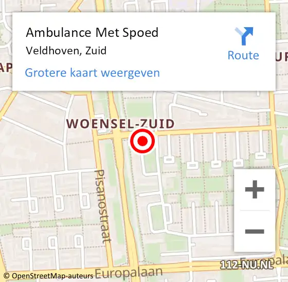 Locatie op kaart van de 112 melding: Ambulance Met Spoed Naar Veldhoven, Zuid op 23 juni 2020 13:32