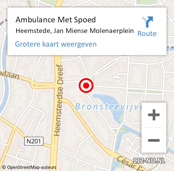 Locatie op kaart van de 112 melding: Ambulance Met Spoed Naar Heemstede, Jan Miense Molenaerplein op 23 juni 2020 13:32