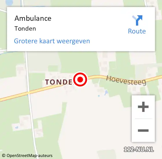 Locatie op kaart van de 112 melding: Ambulance Tonden op 23 juni 2020 13:38