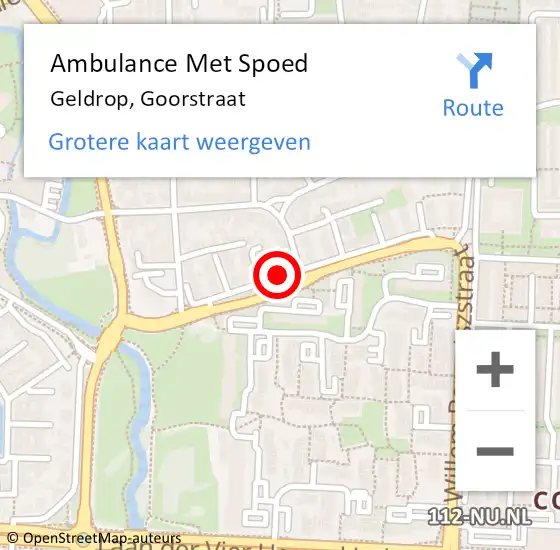 Locatie op kaart van de 112 melding: Ambulance Met Spoed Naar Geldrop, Goorstraat op 23 juni 2020 14:10
