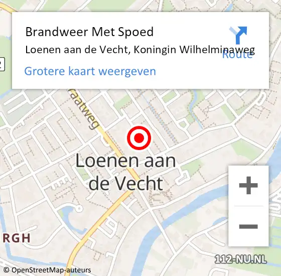 Locatie op kaart van de 112 melding: Brandweer Met Spoed Naar Loenen aan de Vecht, Koningin Wilhelminaweg op 23 juni 2020 14:59