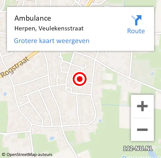 Locatie op kaart van de 112 melding: Ambulance Herpen, Veulekensstraat op 23 juni 2020 15:04