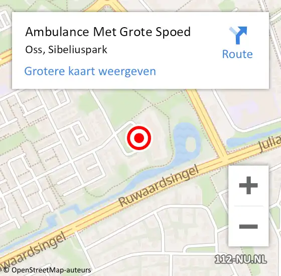 Locatie op kaart van de 112 melding: Ambulance Met Grote Spoed Naar Oss, Sibeliuspark op 23 juni 2020 15:27