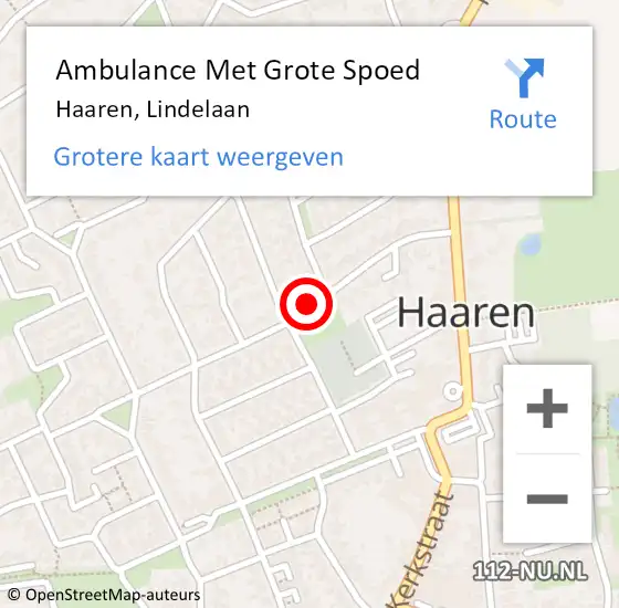 Locatie op kaart van de 112 melding: Ambulance Met Grote Spoed Naar Haaren, Lindelaan op 23 juni 2020 15:30