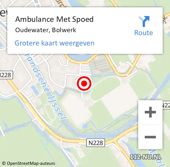 Locatie op kaart van de 112 melding: Ambulance Met Spoed Naar Oudewater, Bolwerk op 10 mei 2014 12:37