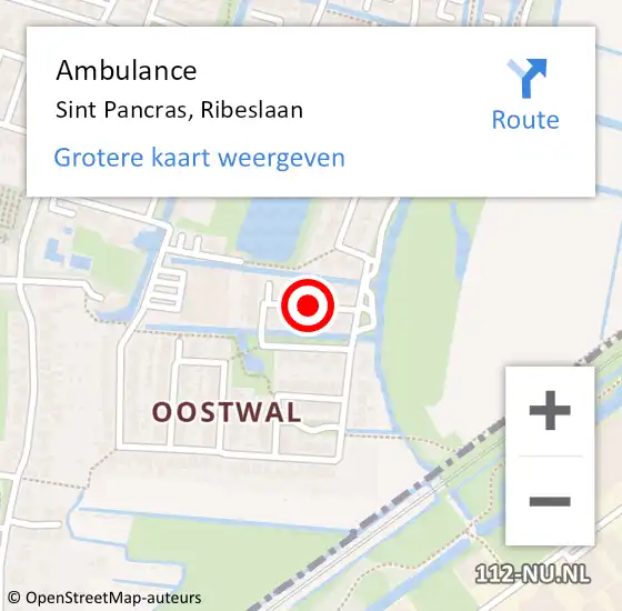 Locatie op kaart van de 112 melding: Ambulance Sint Pancras, Ribeslaan op 23 juni 2020 17:33