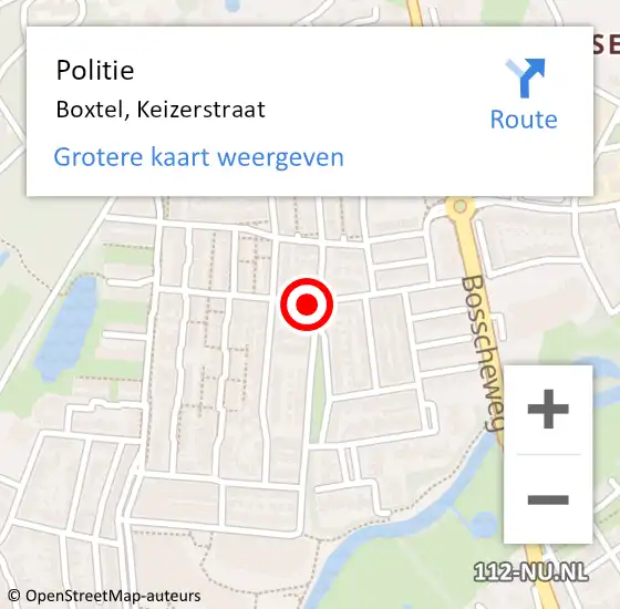 Locatie op kaart van de 112 melding: Politie Boxtel, Keizerstraat op 23 juni 2020 18:07