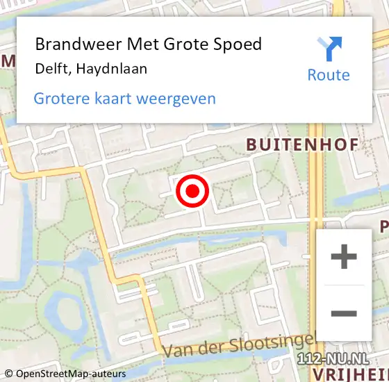 Locatie op kaart van de 112 melding: Brandweer Met Grote Spoed Naar Delft, Haydnlaan op 23 juni 2020 18:27