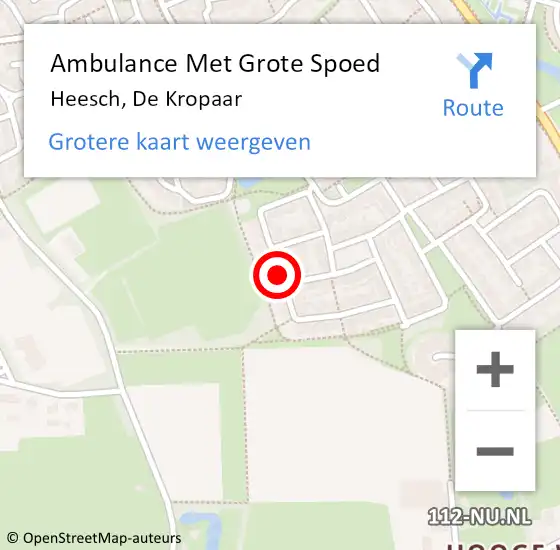 Locatie op kaart van de 112 melding: Ambulance Met Grote Spoed Naar Heesch, De Kropaar op 23 juni 2020 18:51