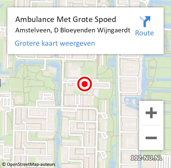 Locatie op kaart van de 112 melding: Ambulance Met Grote Spoed Naar Amstelveen, D Bloeyenden Wijngaerdt op 23 juni 2020 18:59