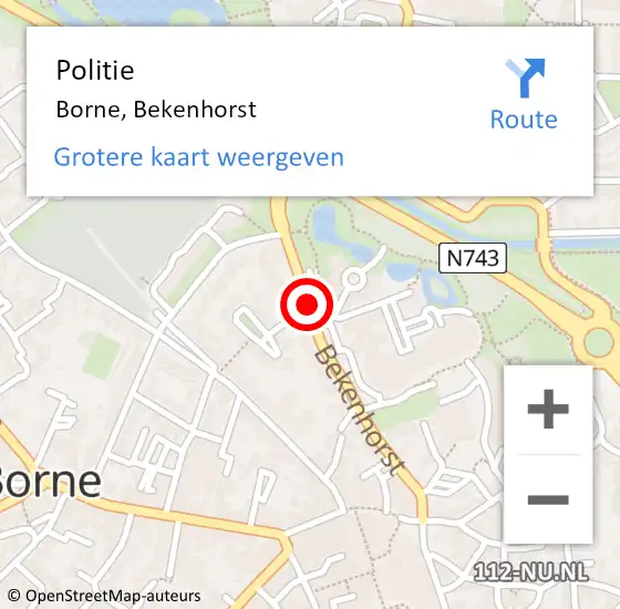 Locatie op kaart van de 112 melding: Politie Borne, Bekenhorst op 23 juni 2020 19:34