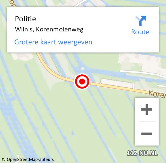 Locatie op kaart van de 112 melding: Politie Wilnis, Korenmolenweg op 23 juni 2020 19:49
