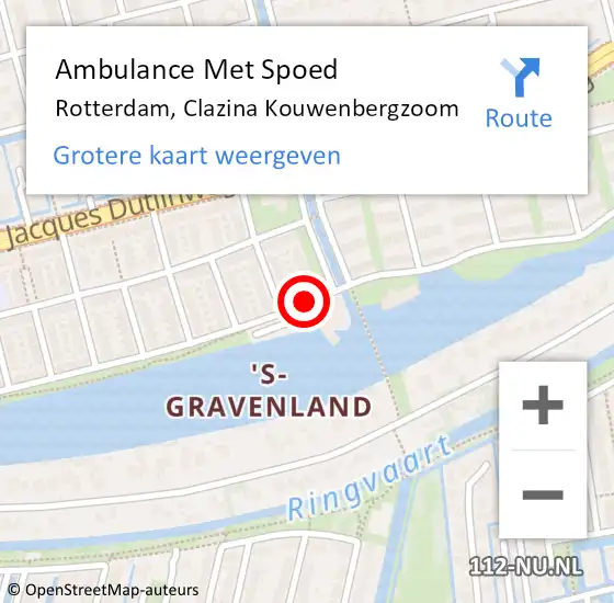 Locatie op kaart van de 112 melding: Ambulance Met Spoed Naar Rotterdam, Clazina Kouwenbergzoom op 23 juni 2020 20:11